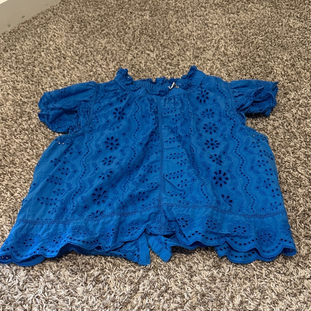 Blue Eyelet Top